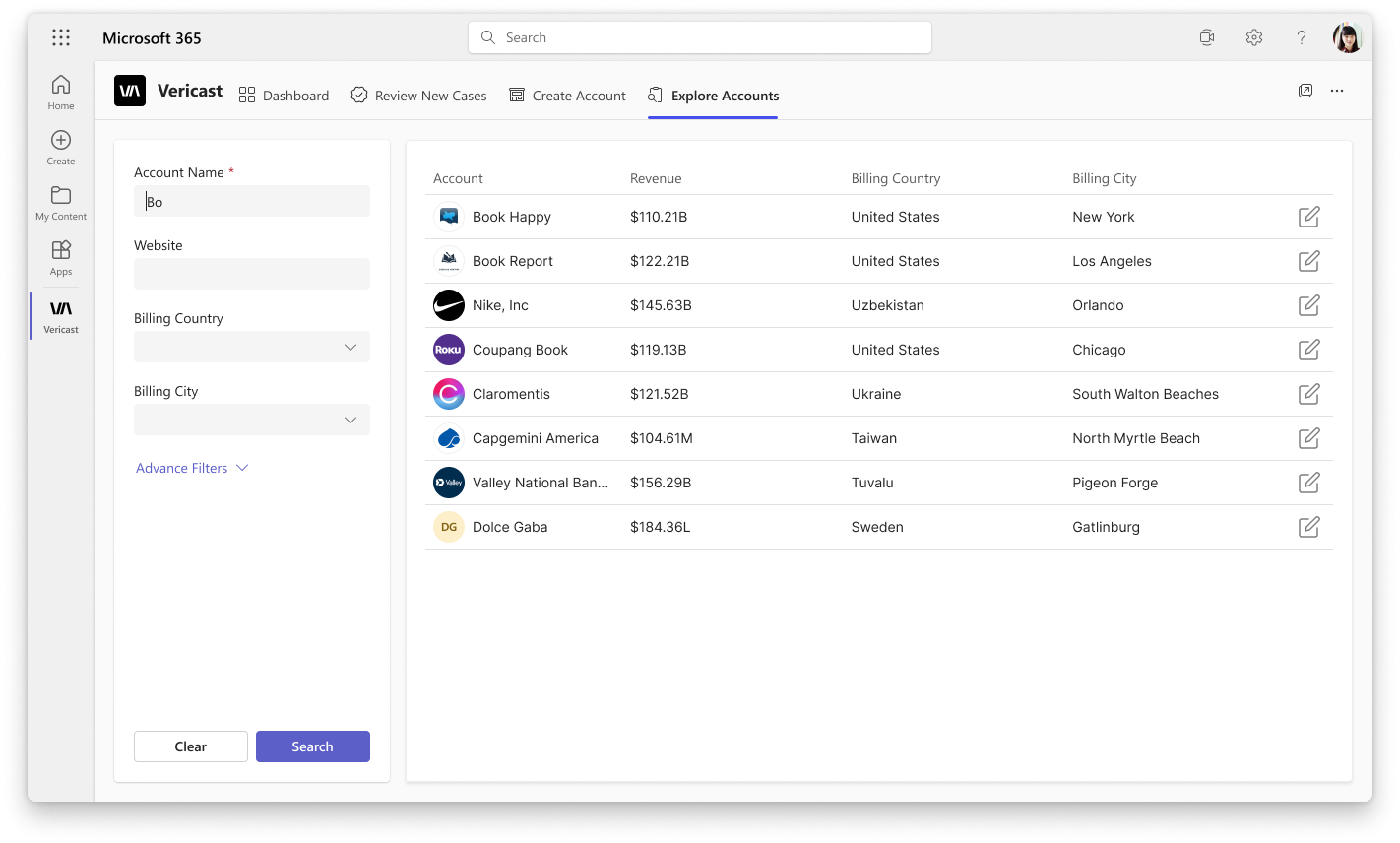 Explore Accounts — all accounts default view